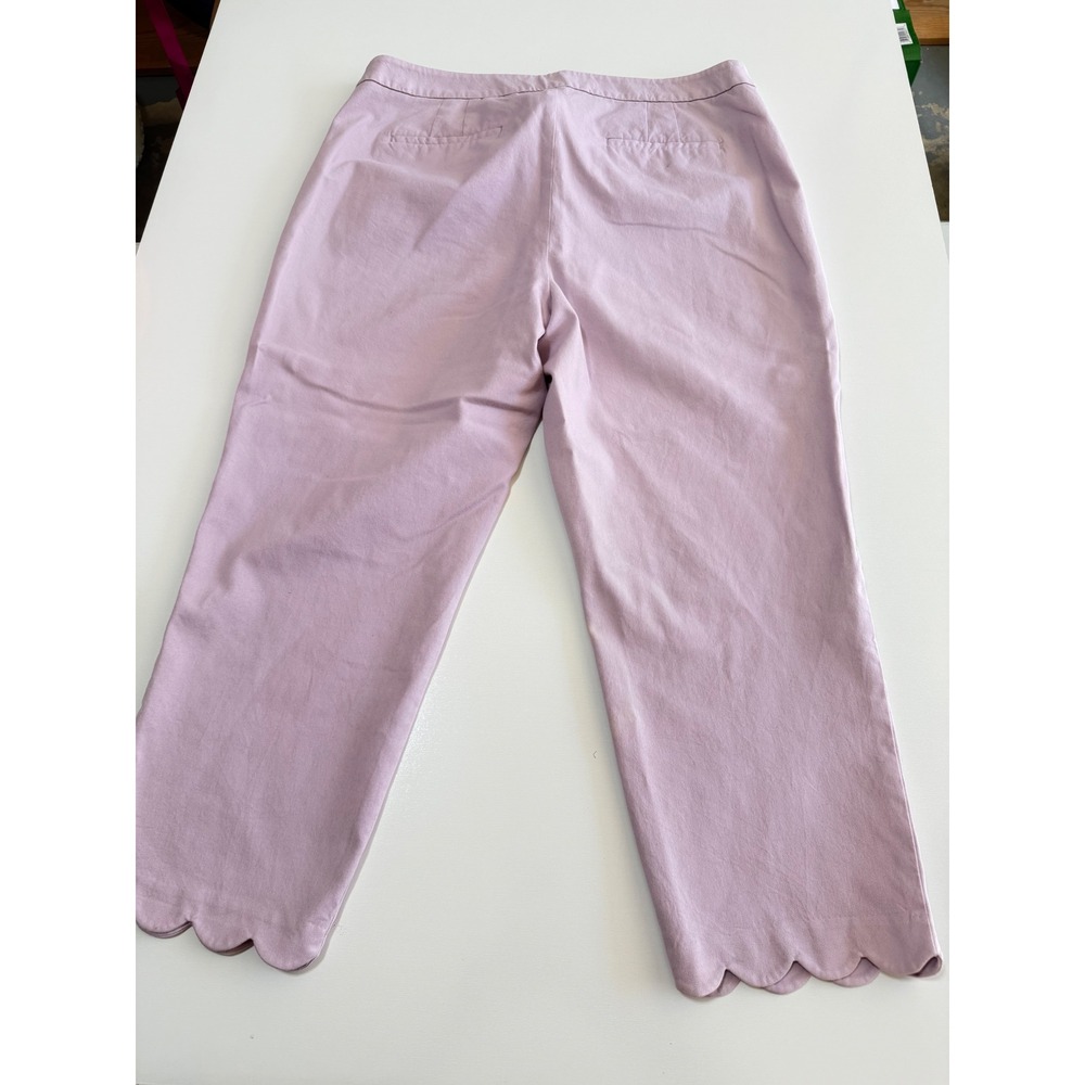 Talbots Chatham Crop Pants Womens 16 Lavender Purple Scallop Hem Side Zip ID245 - Picture 9 of 13